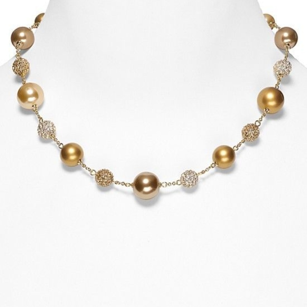 CAROLEE  Crystal Faux Pearl Gold-Tone Illusion